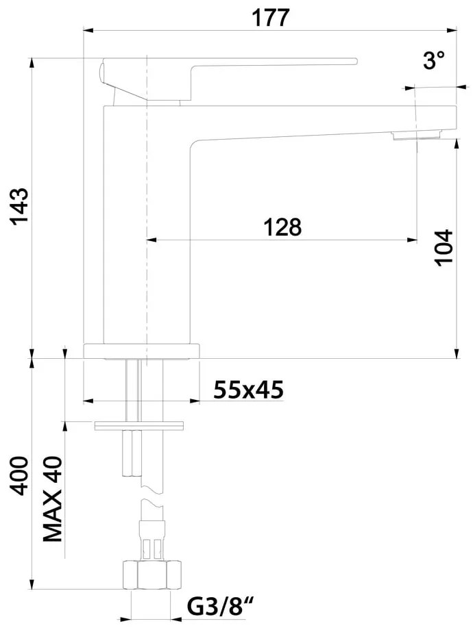 Matne čierna stojančeková umývadlová batéria Latus – Sapho
