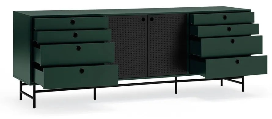 Čierno-zelená komoda Teulat Punto, šírka 212 cm