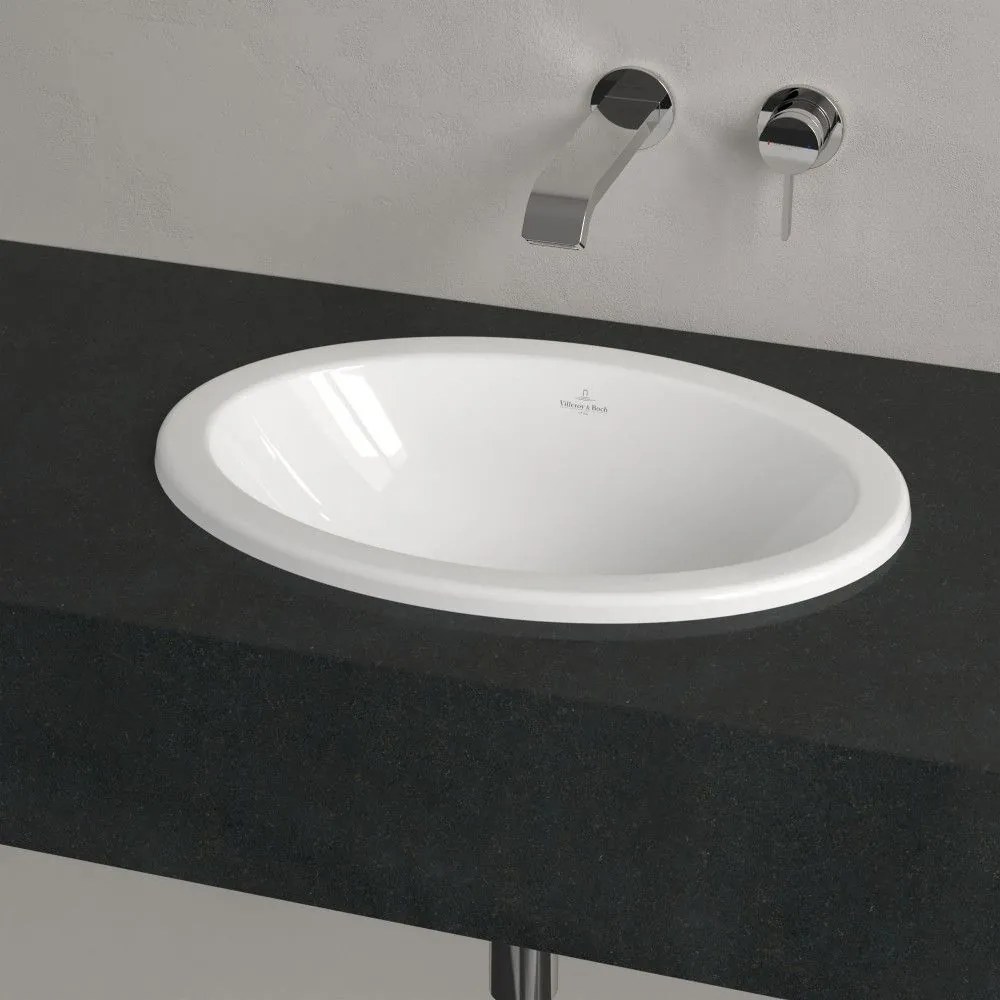 VILLEROY & BOCH Loop & Friends oválne zápustné umývadlo bez otvoru, s prepadom, 505 x 360 mm, biela alpská, s povrchom CeramicPlus, 4A6100R1