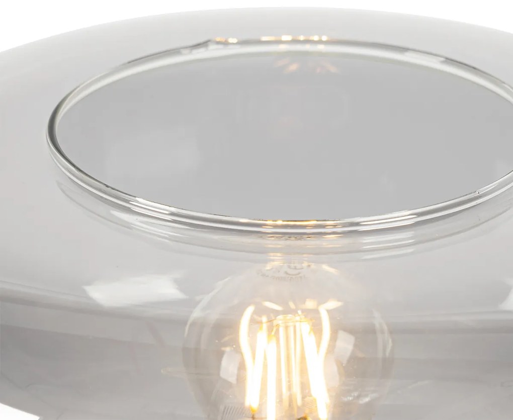 Stojaca lampa v štýle Art Deco čierna s dymovým sklom - Bizle