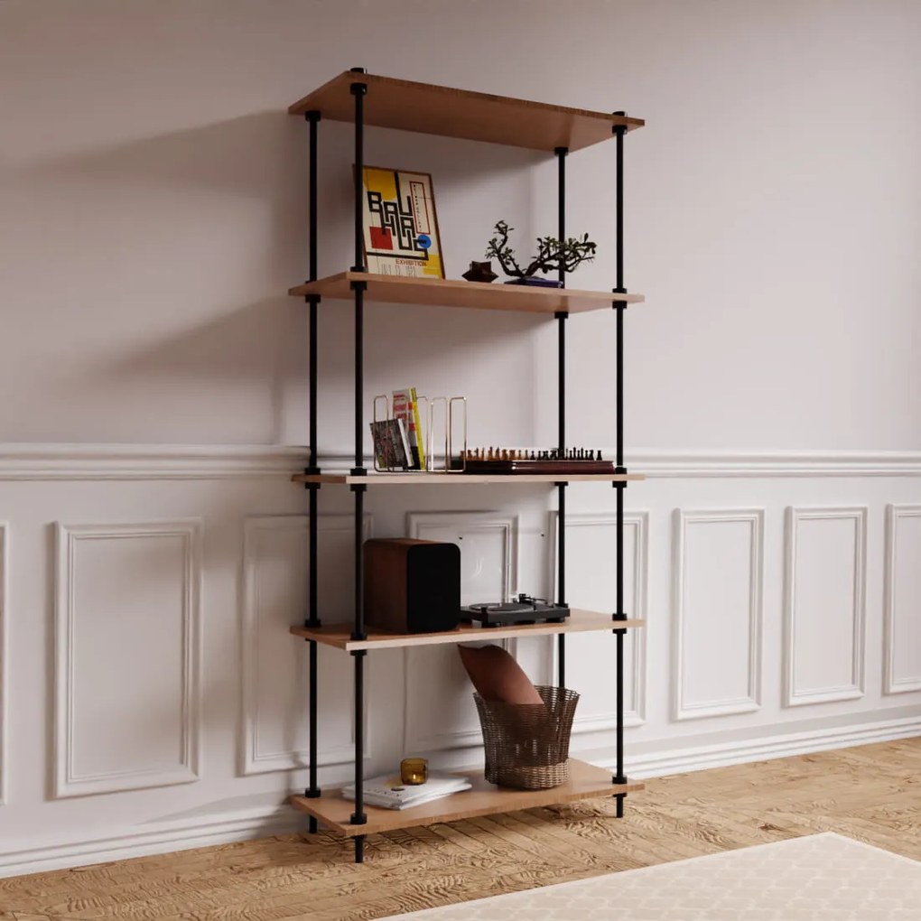 Kovové regály v industriálnom štýle DECO s 5 policami, 185x85x35 cm