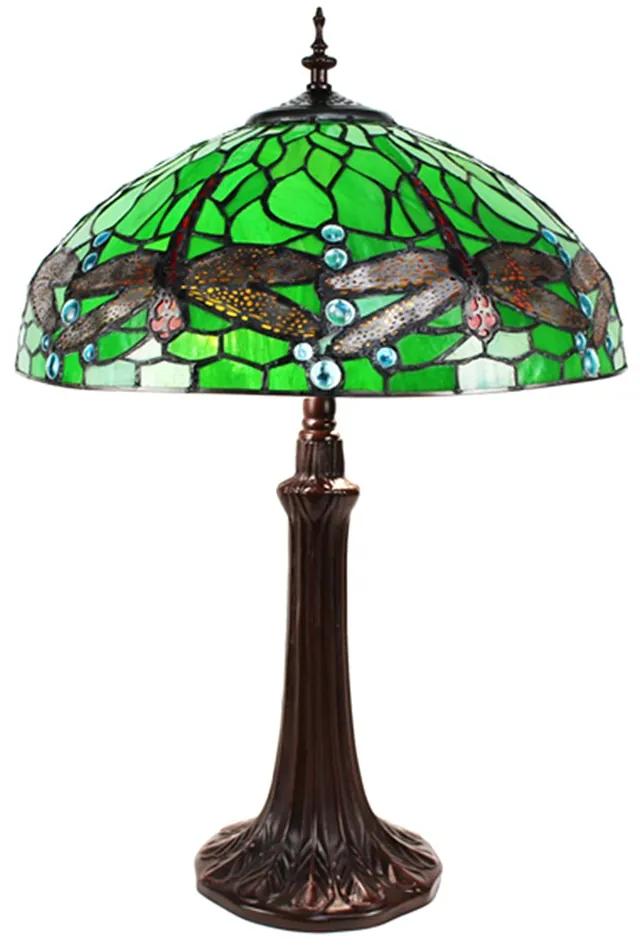Zelená stolná lampa Tiffany s vážkami Vie green - Ø 41*57 cm E27/max 2*40W