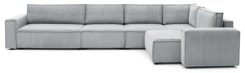 Svetlosivá menčestrová rohová pohovka (pravý roh) Nihad modular – Bobochic Paris