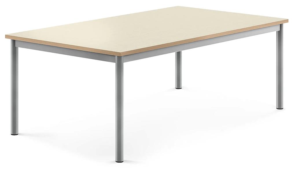 Stôl BORÅS, 1400x800x500 mm, laminát - breza, strieborná