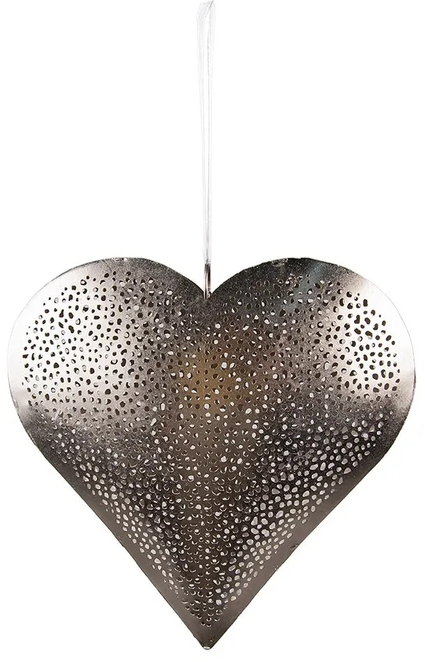 Strieborné antik závesné kovové srdce - 20*4*20 cm