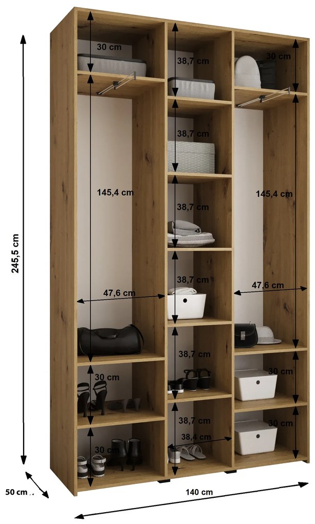 Šatníková skriňa 140 cm Carmela 50-4 (biela + čierna). Akcia -20%. Vlastná spoľahlivá doprava až k Vám domov. 1126825