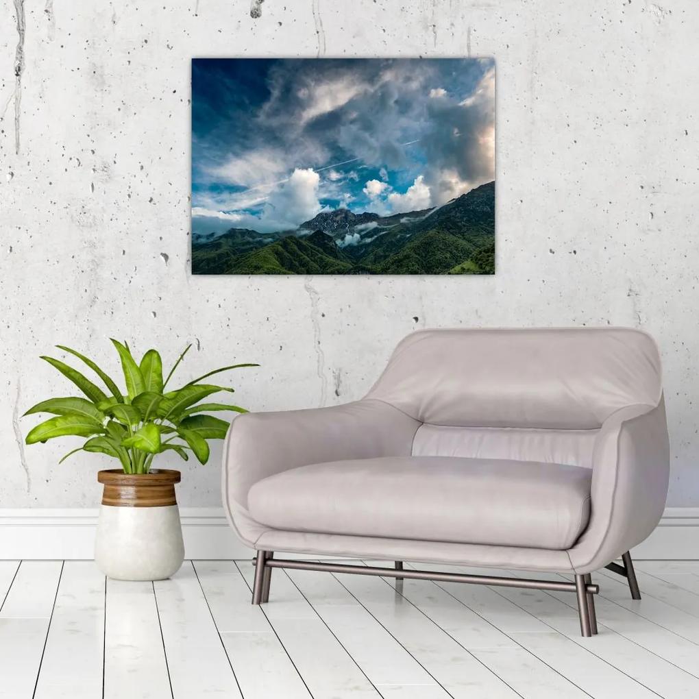 Sklenený obraz hôr (70x50 cm)