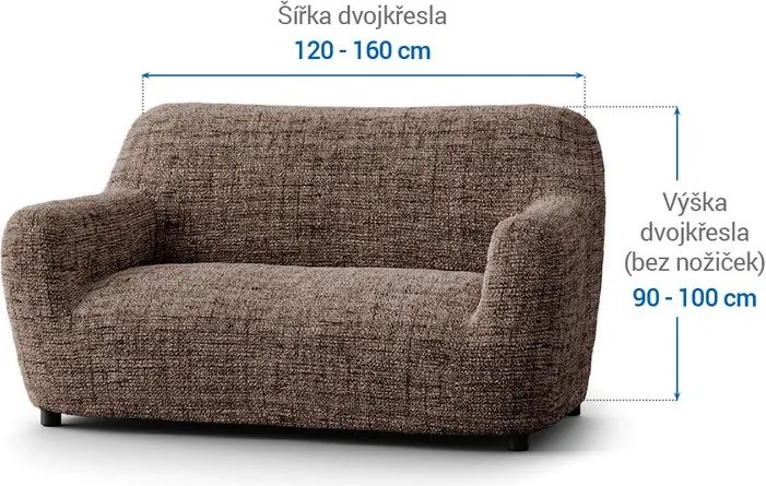 Bielastické poťahy VITTORIA hnedá dvojkreslo (š. 120 - 160 cm)