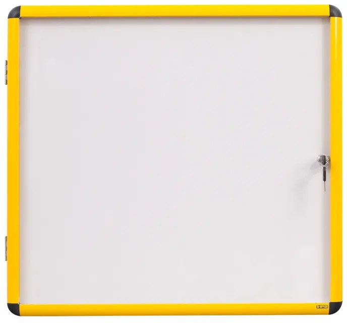 Bi-Office Vnútorná vitrína s bielym magnetickým povrchom, žltý rám, 720 x 674 mm (6xA4)