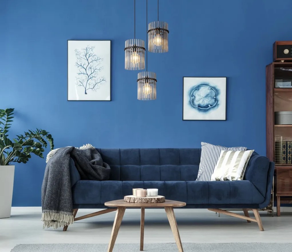 Závesné stropné osvetlenie Gorley 47 cm, sklenené tyčinky