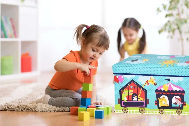Detský box na hračky s motívom vláčika