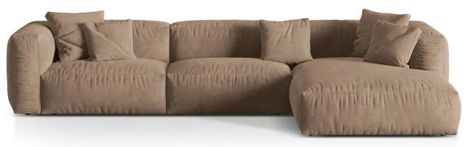 Svetlohnedá zamatová modulárna rohová pohovka (pravý roh/s leňoškou) Martina – Micadoni