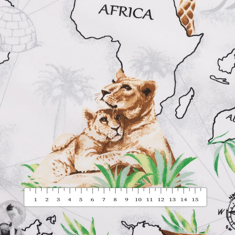 Biante Bavlnený štvorcový obrus Sandra SA-546 Zvieratá sveta na bielom 90x90 cm