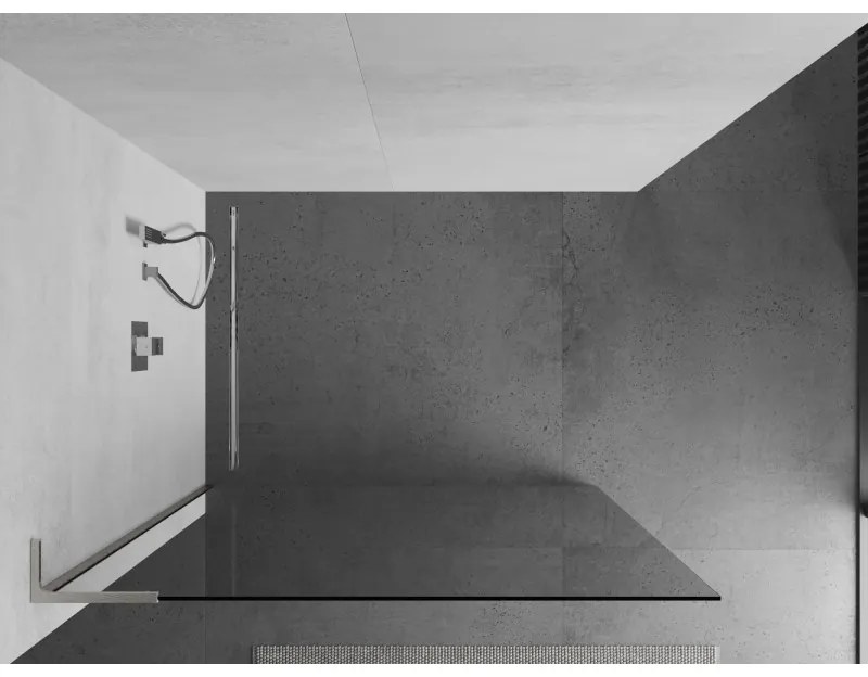 Mexen Kioto L, sprchová zástena Walk-In 105 x 200 cm, 8mm číre sklo, brúsená oceľ profil, 800-105-103-97-00