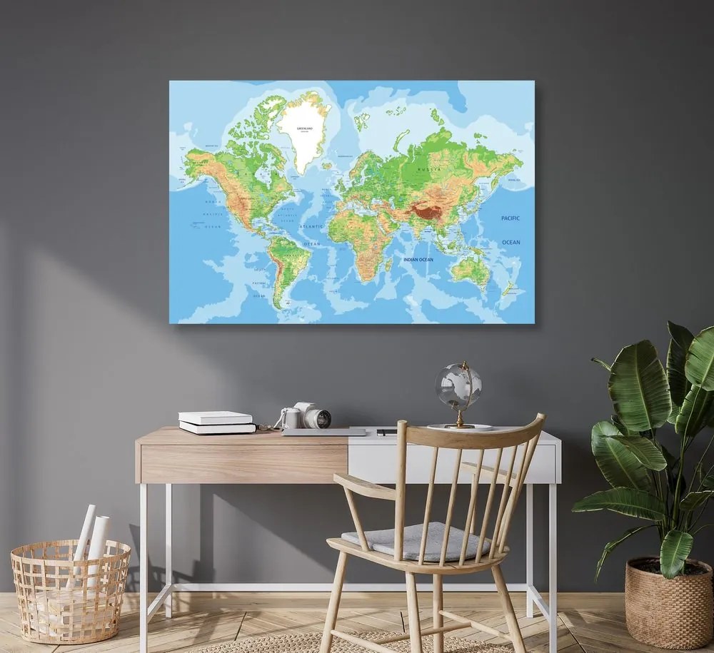 Obraz na korku klasická mapa sveta