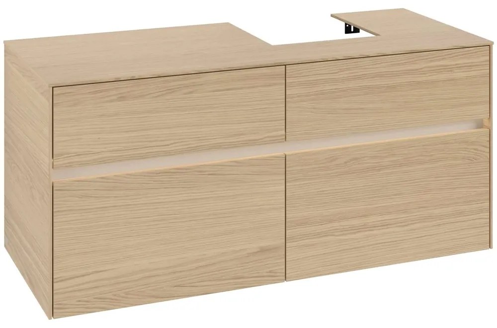 VILLEROY &amp; BOCH Collaro závesná skrinka pod umývadlo na dosku (umývadlo vpravo), 4 zásuvky, s LED osvetlením, 1200 x 500 x 548 mm, Nordic Oak, C099B0VJ