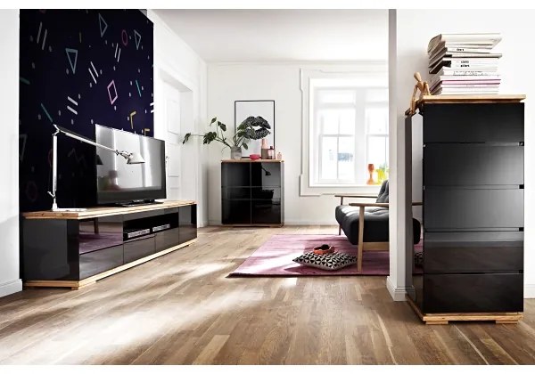 Komoda ARVI čierna/dub