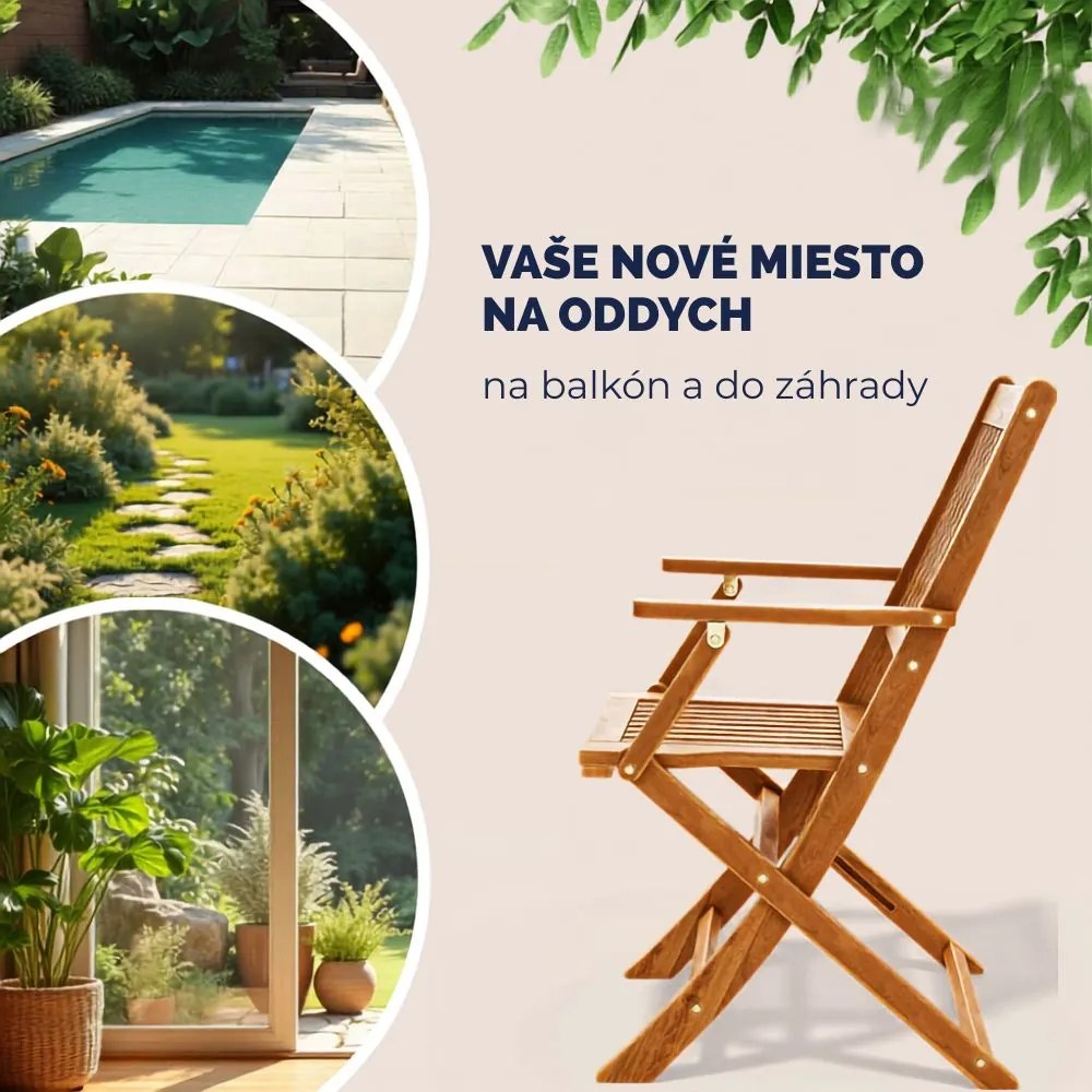 Sedacia súprava SYDNEY, 3-dielna, prírodné drevo Casaria