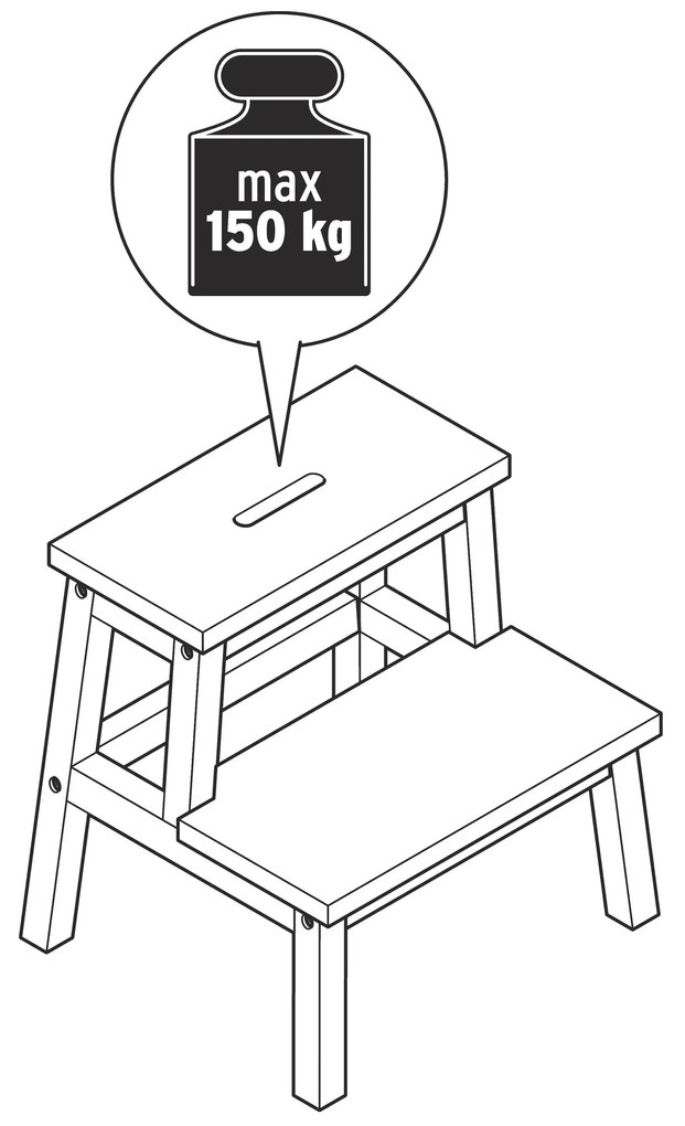 Malý schodík, kaučukové drevo