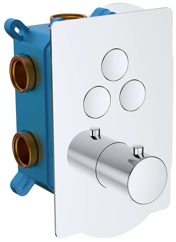 Mereo Mereo, Termostatická podomietková tlačidlová batéria - 3-cestná - hranatý kryt, MER-CB60157TC