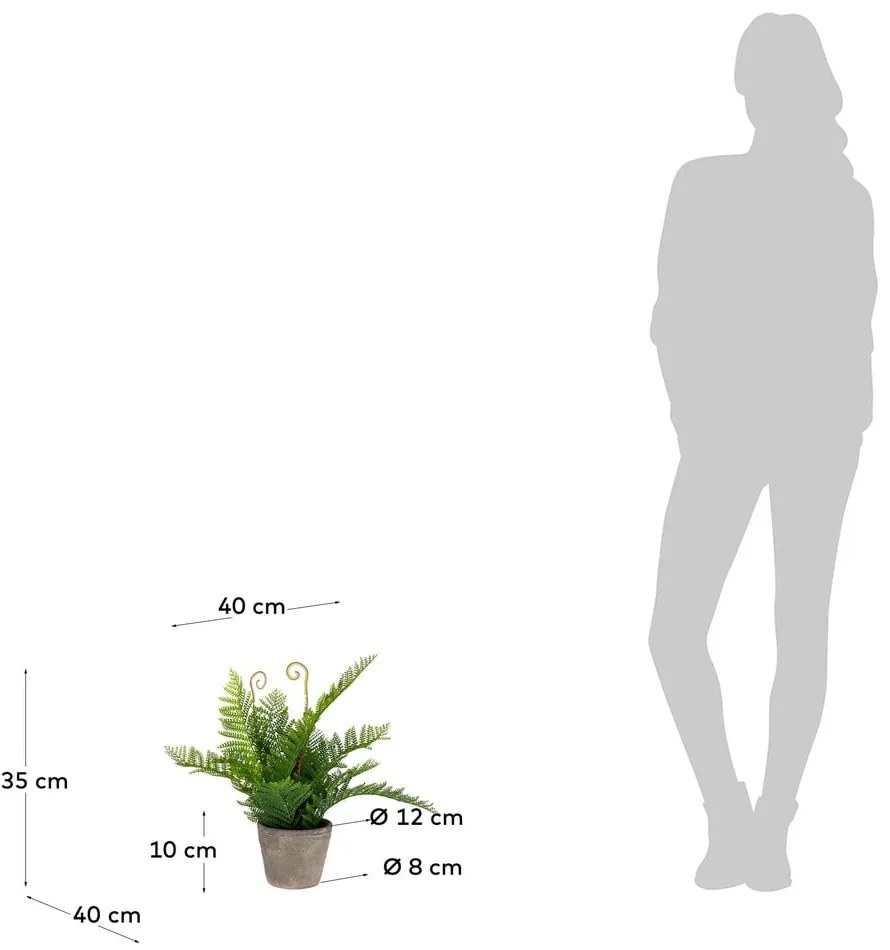 Umelá kvetina v cementovom kvetináči Kave Home, výška 35 cm