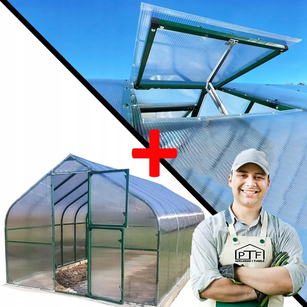 Skleník Polykarbonátový Tunel 18M2 300X600 Ptf Poľsko Zelená Okno Súčasťou Balenia