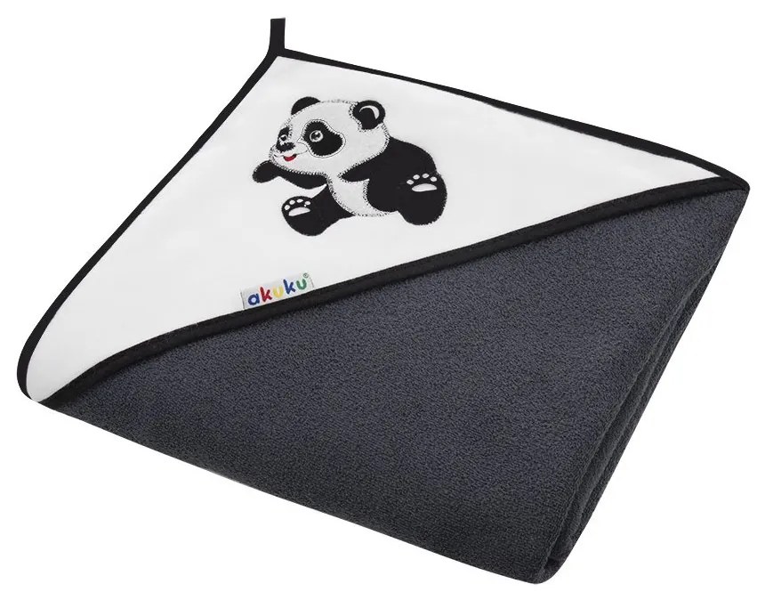 Detská osuška 100x100 Akuku černá s pandou