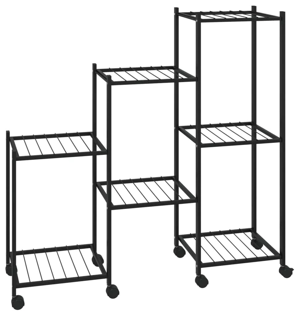 vidaXL Stojan na kvety s kolieskami 83x25x83,5 cm čierny železný