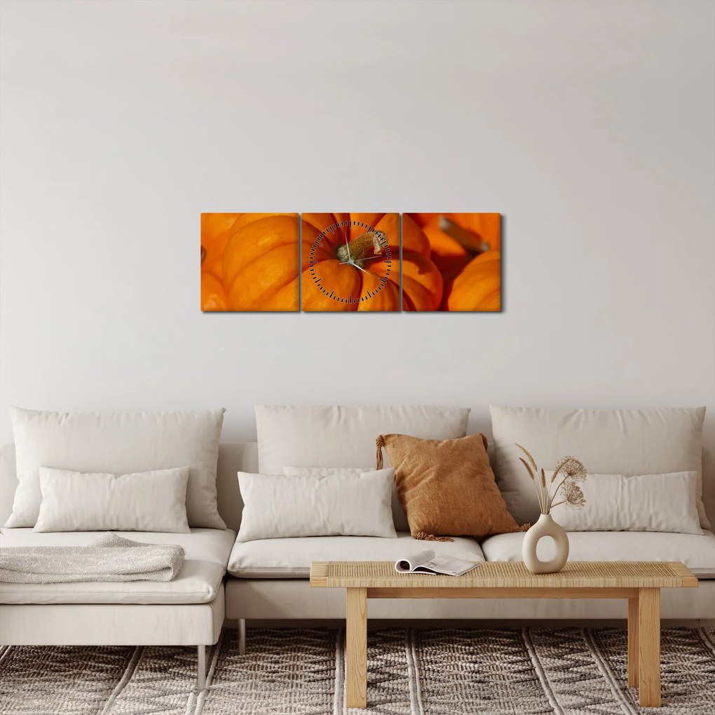 Obraz - Veľké tekvice (s hodinami) (90x30 cm)