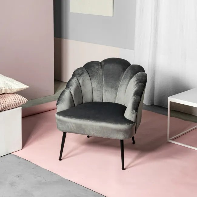 Kreslo ARIEL zamatové sivé ALL 969847