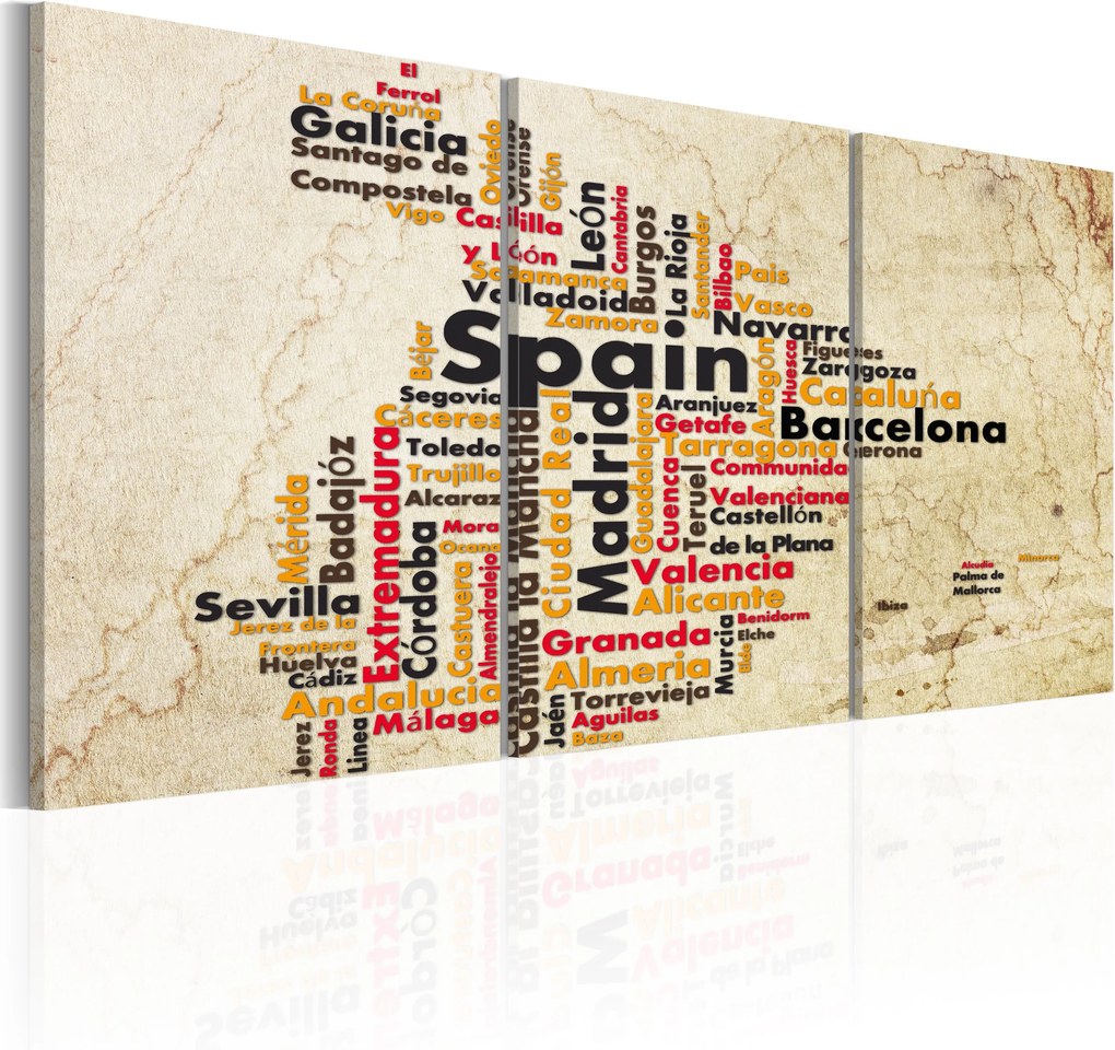 Obraz - Spain: text map in colors of national flag 60x30