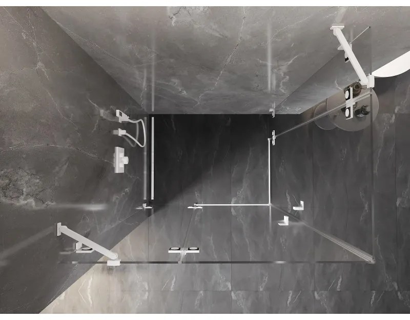 Mexen Lunar Duo, výklopný sprchový kút 115 x 110 cm, 8mm číre sklo, biely profil, 834-115L-110P-20-00