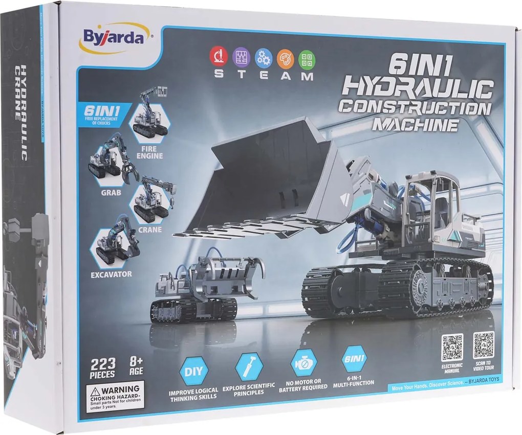 Ramiz Stavebný stroj Set 6v1 pre deti 8+ Hydraulický pohon + stavebné diely 223el.
