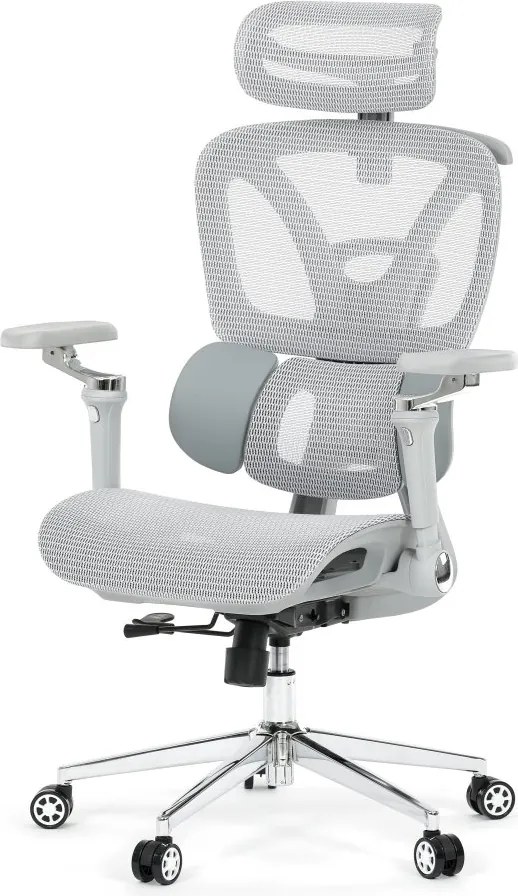 Kancelárska ergonomická stolička PORTE II — sieťovina, sivá