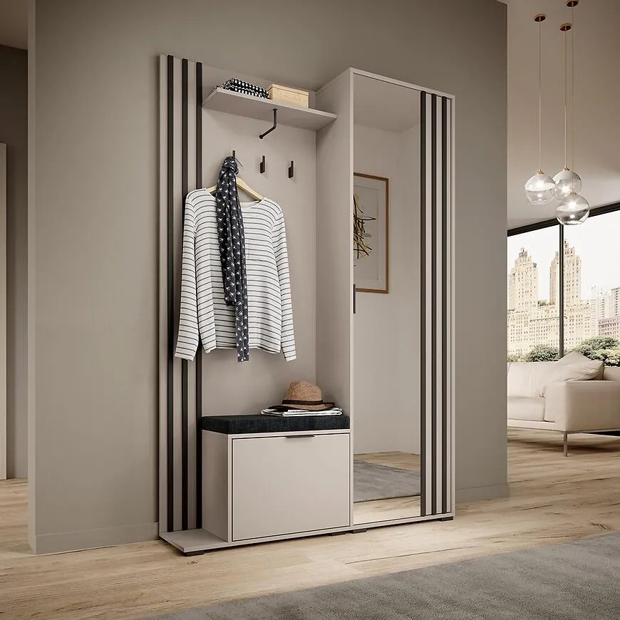 Predsieňový nábytok Nelly Kašmír/Čierna Pop