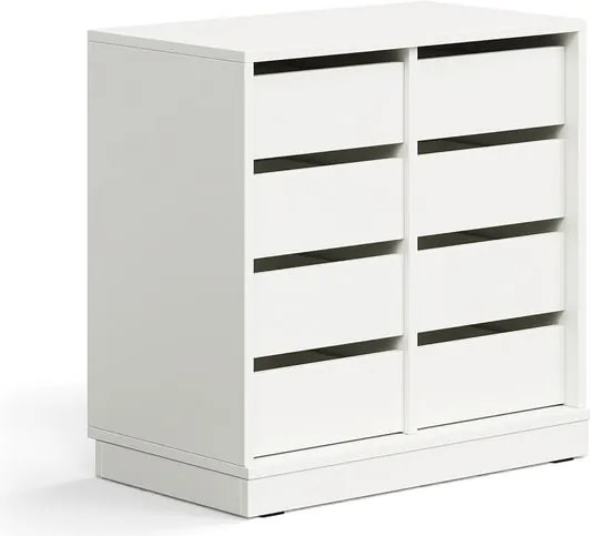 Úložná skrinka CASPER, 8 zásuviek, so soklom, biela