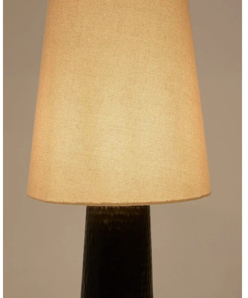 Čierno-krémová stojacia lampa s textilným tienidlom (výška 129 cm) Senni – Kave Home