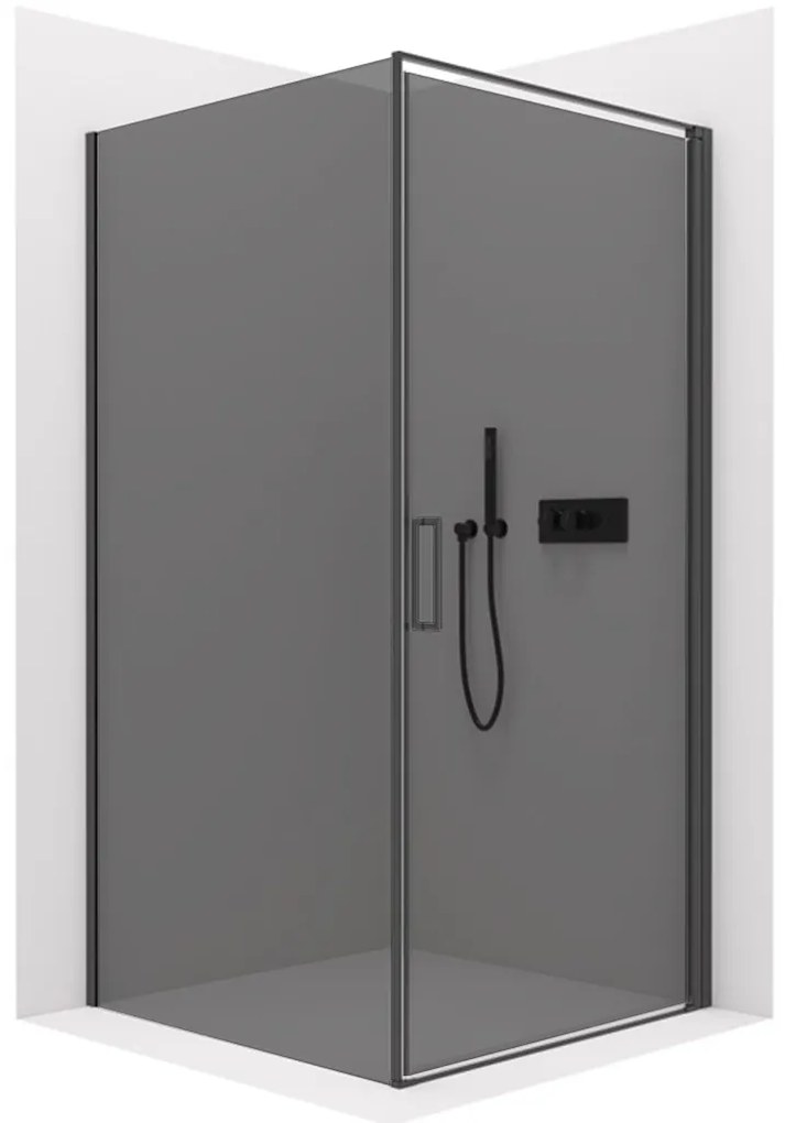 CERANO - Sprchovací kút Porte Ľ/P - 8 mm - čierna matná, grafitové sklo - 90x80 cm - krídlový, CER-CER-8050BD7494
