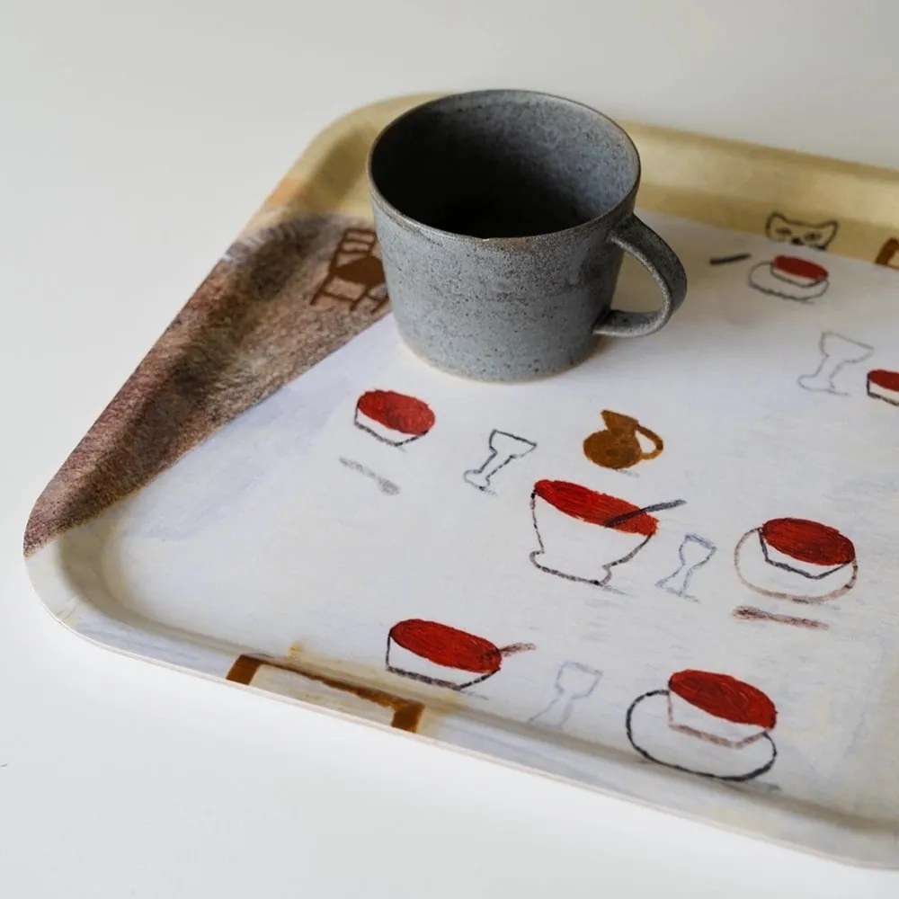 Fine Little Day Servírovací podnos Kitten with Soup 32 × 32 cm