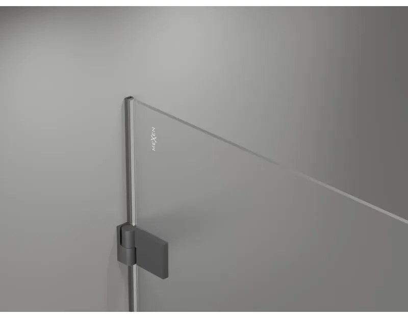 Mexen Lunar-B L, 1-krídlový sprchový kút, pravý, 80 x 80 cm, 8mm číre sklo, grafitový profil, 832L-080-080-95-00-P