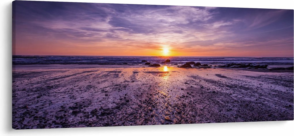 Obraz pláže - západ slnka (120x50 cm)