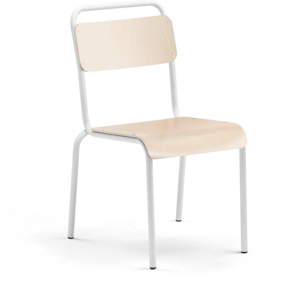 Jedálenská stolička Frisco, biely rám, brezový laminát