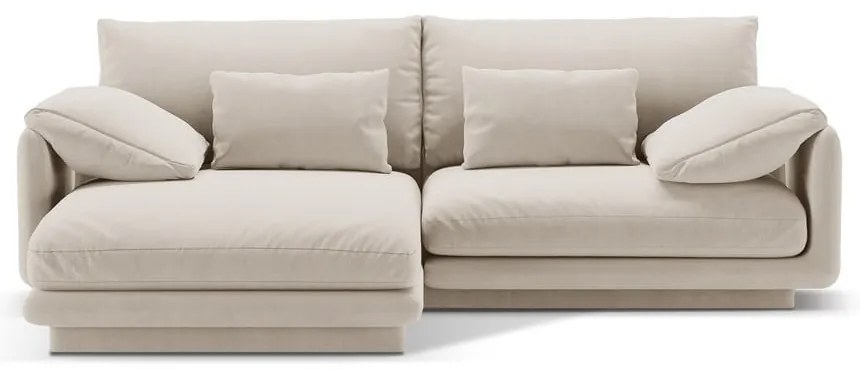 Biela zamatová rohová pohovka (ľavý roh/s leňoškou) Torino – Micadoni