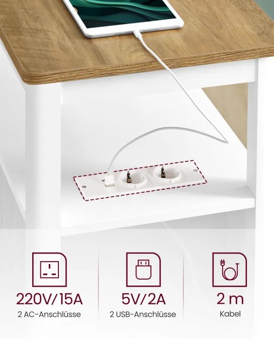 Príručný stolík so zásuvkami LET327W14
