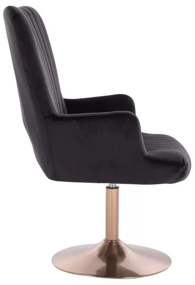 LuxuryForm DESIGN Kreslo AMADEO VELUR na zlatom tanieri - čierne