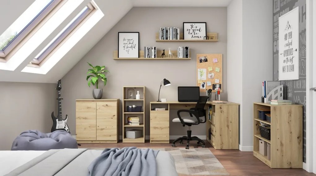 Rohový písací stôl Carlos, dub artisan