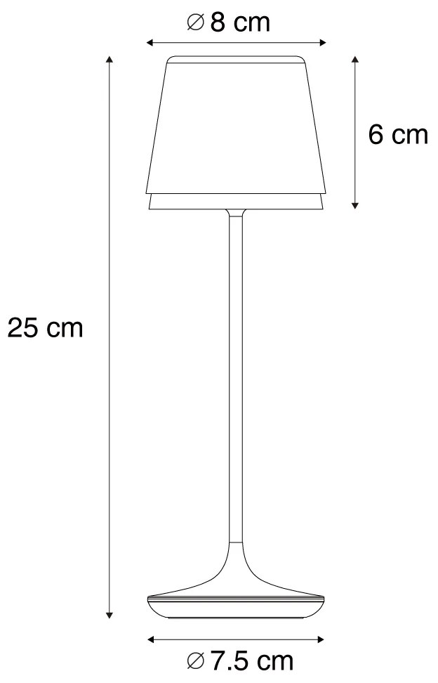 Stolná lampa čierna vrátane LED IP65 Nabíjateľná s nabíjacou stanicou - Treble