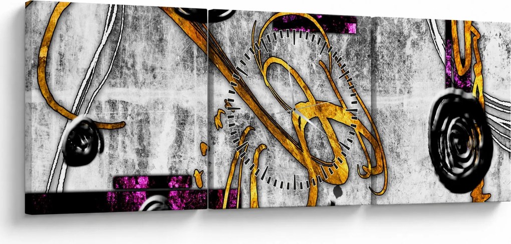 Obraz abstrakcie (s hodinami) (90x30 cm)