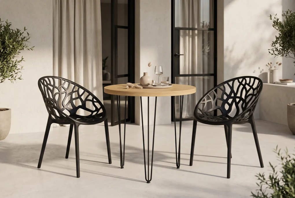 Vintino LIVORNO okrúhly rozkladací jedálenský stôl 80 cm dub artisan/čierna