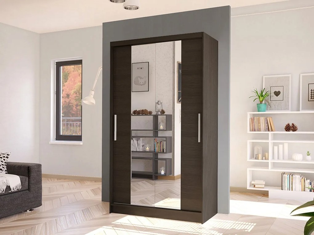 Šatníková skriňa s lustrom Kamabi II, Farby: biely / dub artisan